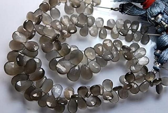 8'' Long Natural Grey Moonstone Faceted Pear Briolettes, Size 16-10mm lot of 10 Strands CHIK-STRD-95096
