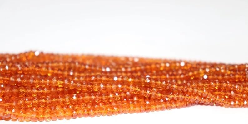Spessartite Garnet Faceted Rondelle Beads 3.5-5.5 mm AAA Garnet Beads Orange Garnet Beads Fanta Garnet Faceted Beads