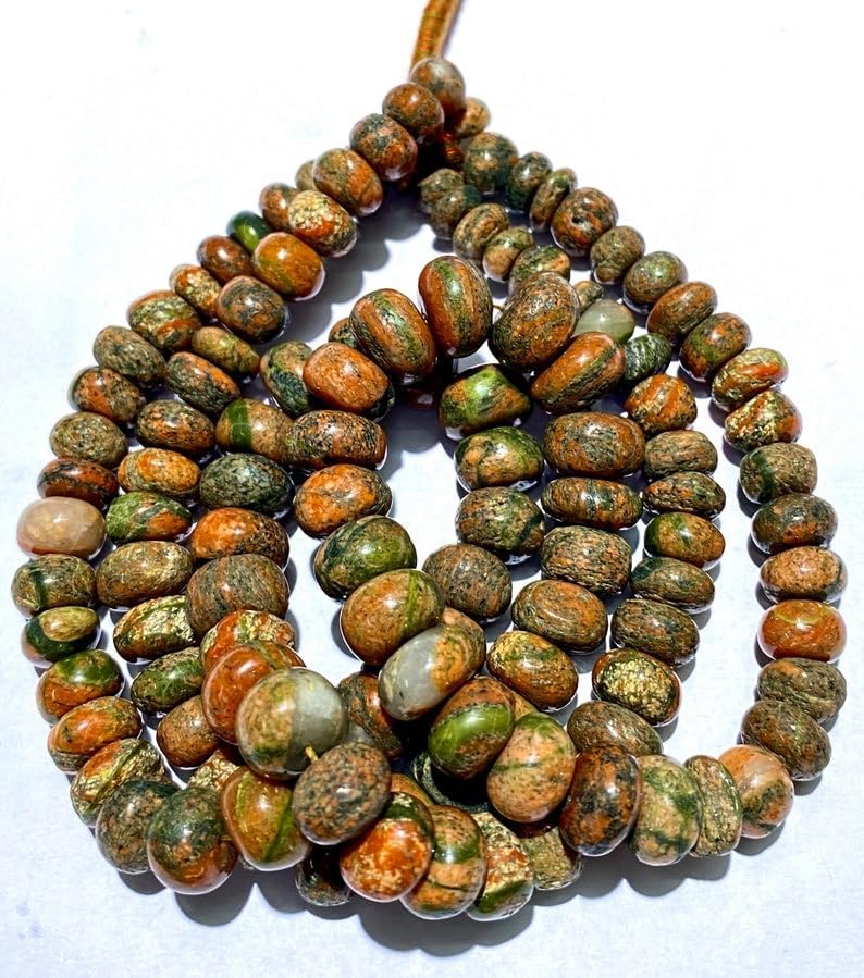 Natural UNAKITE rondelle soomth Beads 8x11mm 18 inch Long String Jewelry Making Gemstone Beads for Necklace Bracelet