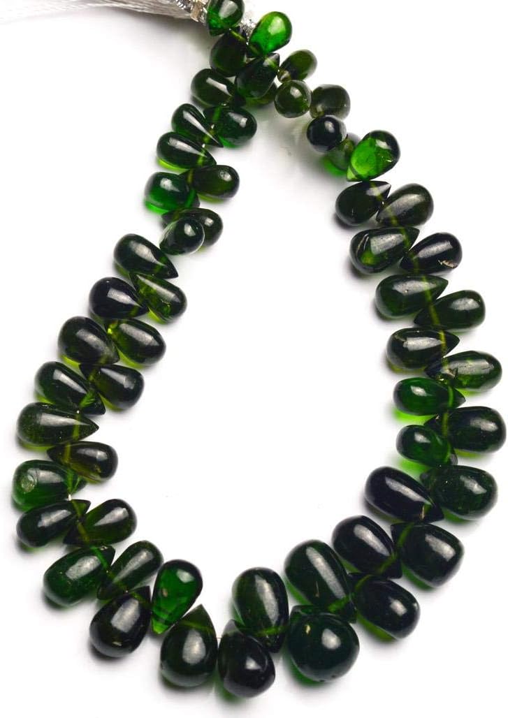 GEMZ 16 inch Strand of Natural Chrome Diopside Drop Shape Smooth Cut Green Color briollete Beads for DIY Jewelry Making- Earring Necklace Bracelet.