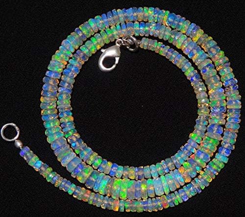 1 Strand Natural Ethiopian Opal Rare Facet Heishi Shape Rondelle Bead Size 4 to 6MM Necklace 17 Inch Code-HIGH-4821