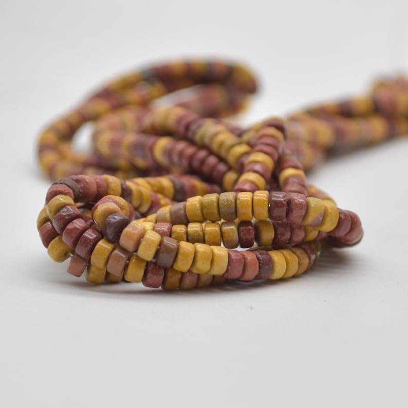 13 inch Strand of Natural gem mookaite, 4x2mm rondelle Smooth Beads for DIY Jewelry Making. | Beads_05230