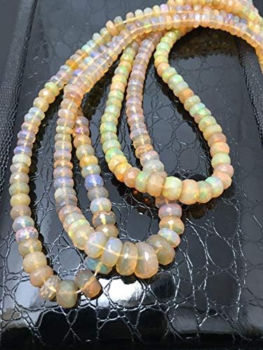 Ethiopian Opal Faceted Rondelle 4 to 8 mm 18 Inch Long/Faceted Opal Beads/Welo Opal/Rondelle Opal Beads Code-HIGH-42898