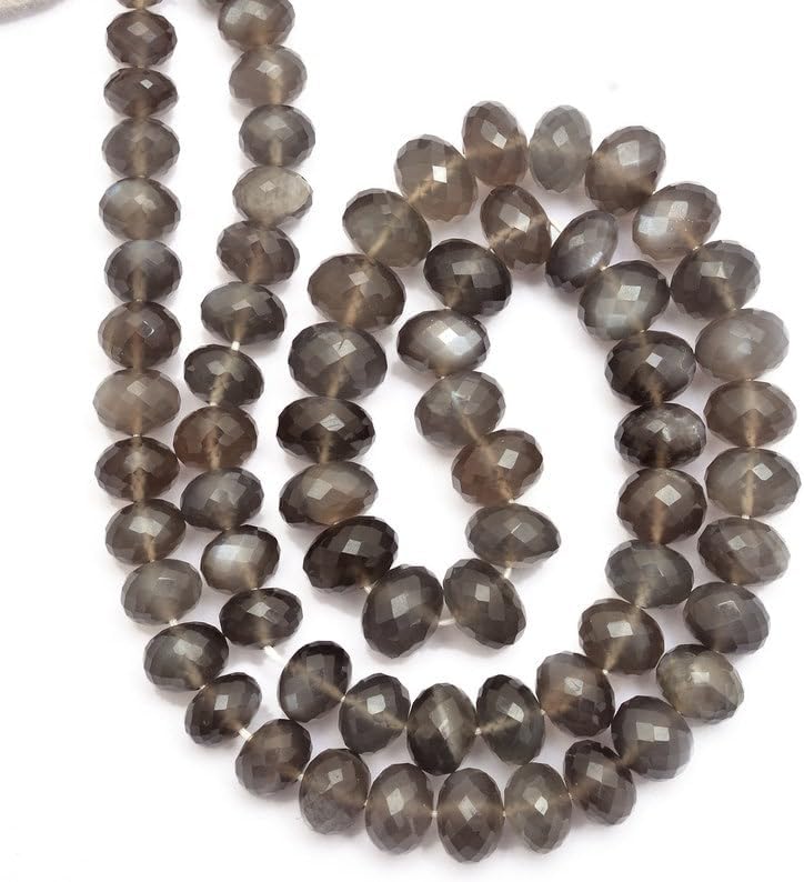 13 inch Strand of Natural gem Gray Moonstone, 7-9mm rondelle Faceted Beads for DIY Jewelry Making. | Beads_03965