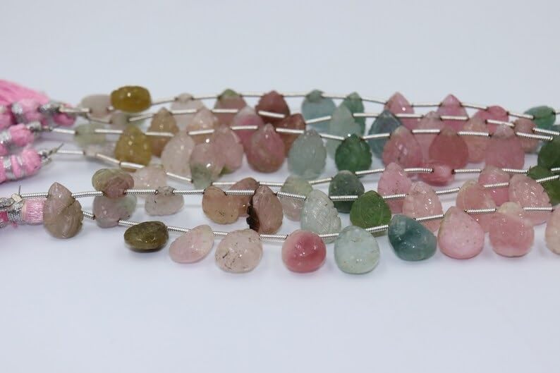 Tourmaline Pear Beads Hand Carved Tourmaline Pear Shape Beads 10-13 mm Afghani Tourmaline Carving Pear Shape Beads for Making Jwelery