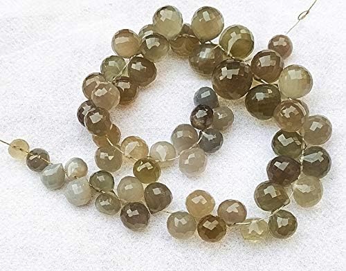 GEMZ 10 inch Strand of Natural Gray Moonstone Drop Shape Faceted Cut Gray Color briollete Beads for DIY Jewelry Making- Earring Necklace Bracelet.