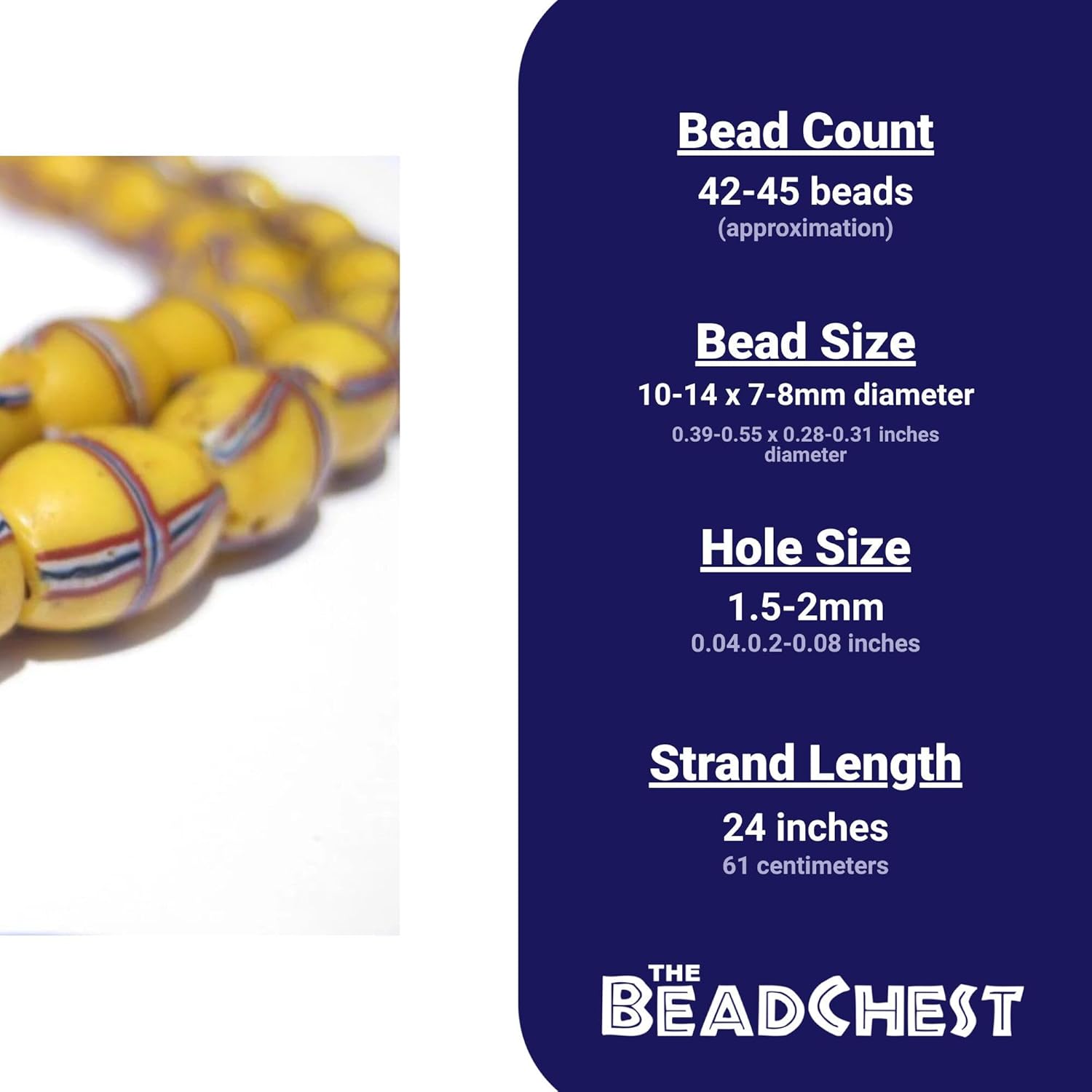 The Bead Chest Old Venetian French Cross Beads 8mm West Africa African Orange Oval Glass 24 Inch Strand Handmade