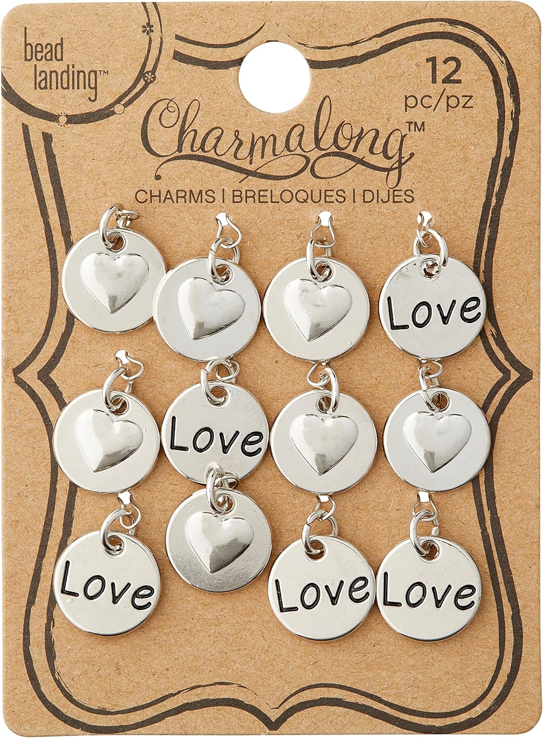 Bead Landing 12 Packs: 12 ct. (144 total) Rhodium-Colored Reverse Heart Charms