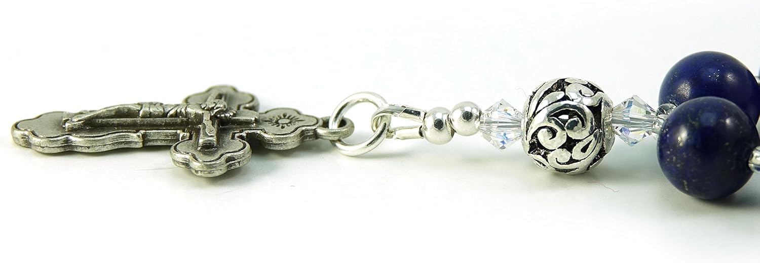 Christian Orthodox Prayer Beads Komboskini Chotki Lapis Gemstone with Made in Holy Land Crucifix and Blessed in the Church of the Holy Sepulcher (Not a Necklace)