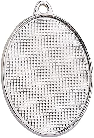 OP 100Pcs 5 Styles Double Sided Pendant Trays with Bright Glass Cabochon Dome Tiles for Crafting DIY Jewelry Gift Making T123