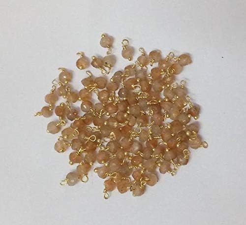 30 pcs natural sun stone loose gemstone micro faceted beads - gold over sterling or 24k gold plated wire wrapped beads - beads 3-4mm
