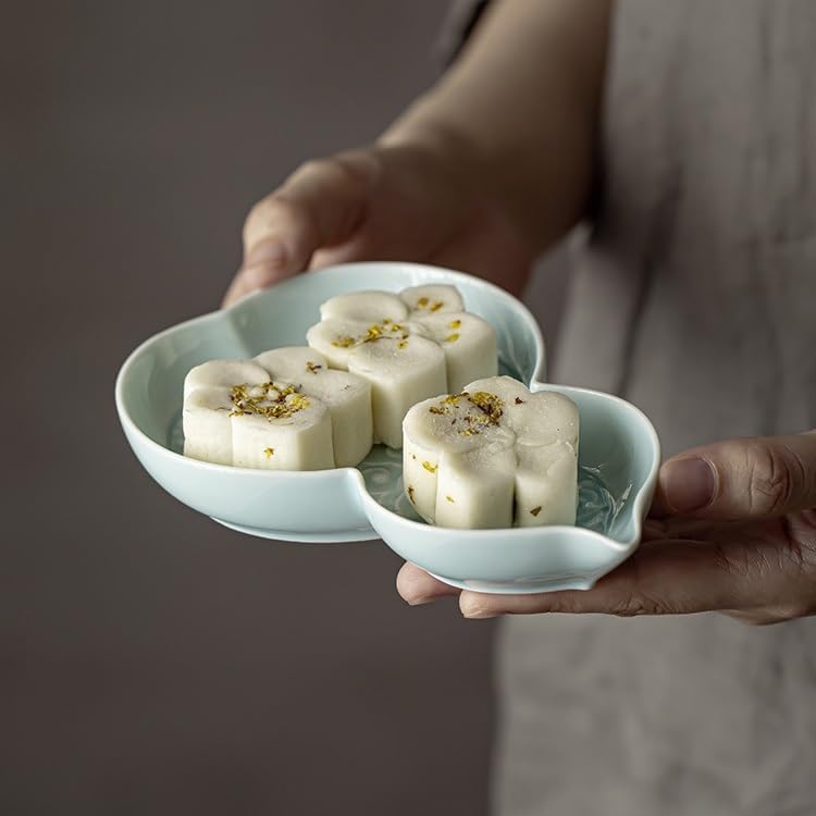 Foodtray Ceramic Tea Tray Red Cake Light Luxury Home Fruit Chinese Style Pot Holder Dry Brewing Table Dining Serving(D)