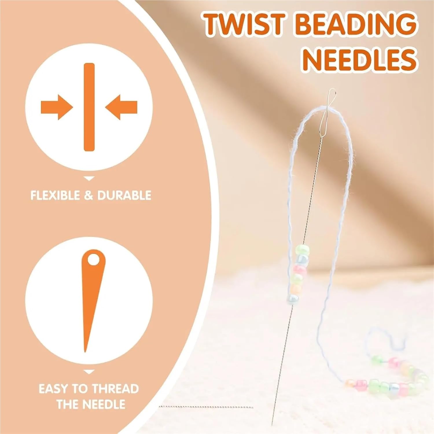 Beading Needles 4/8/12set* 6Pcs Beading Needles Collapsible Eye Twist Seed Bead Twisted Wire Needle for Jewelry Making(12set)