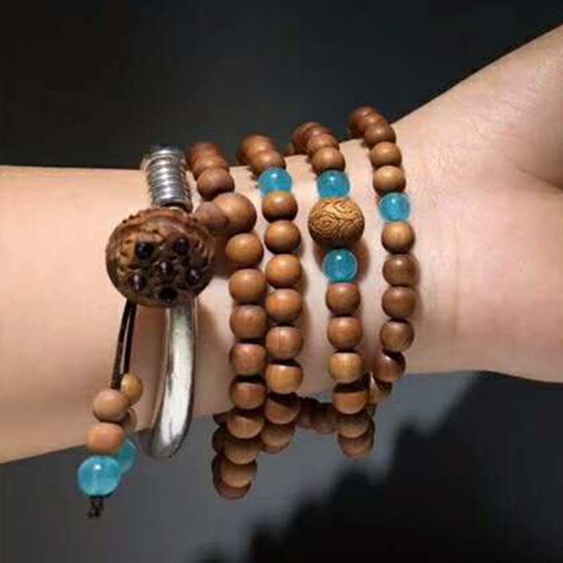Buddha Beads Bracelets Rosary beads印度老山檀香手串檀香莲蓬108颗 老料念珠男女檀木佛珠情侣手链(沉水6MM老山)