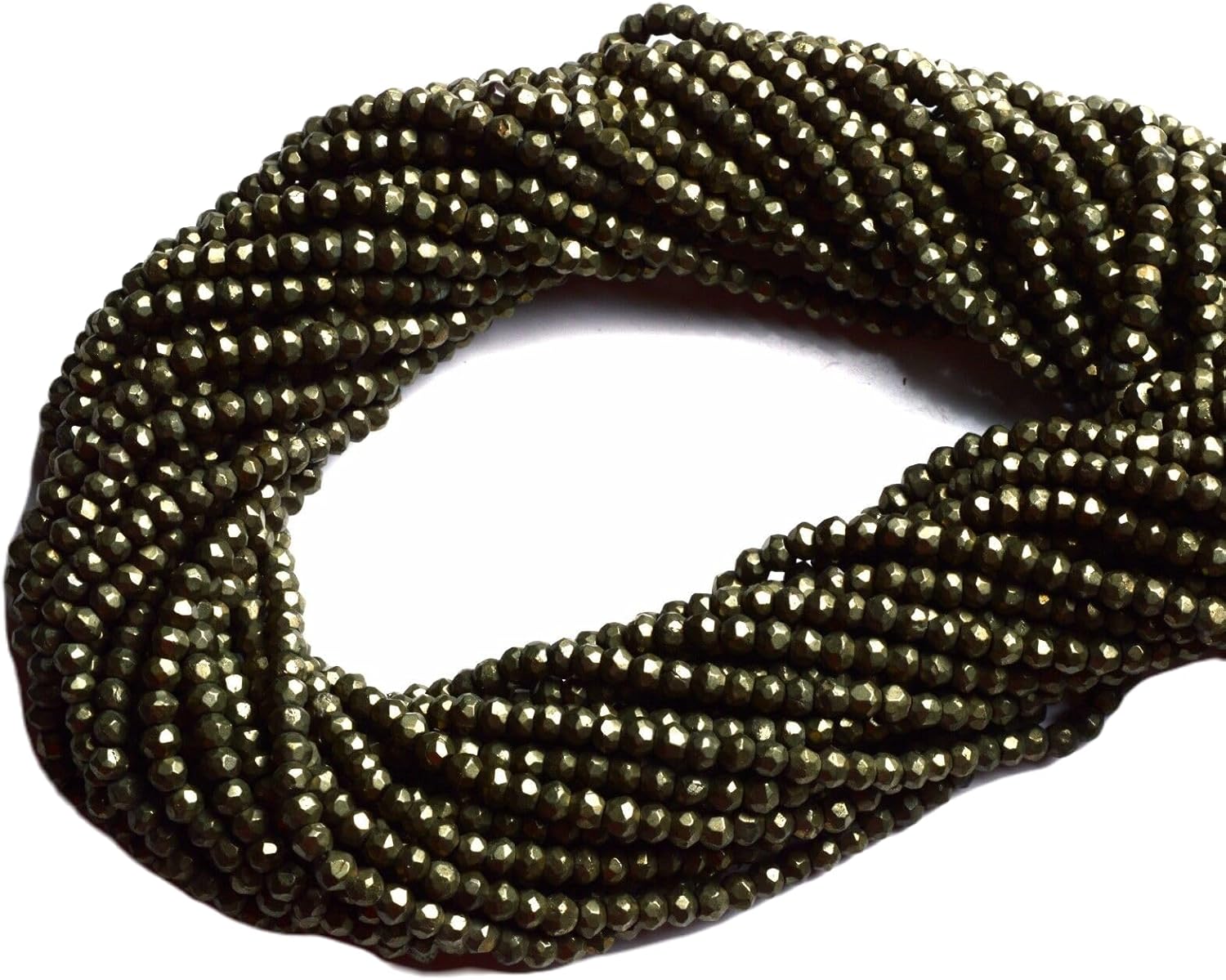 13 inch Strand of Natural gem Golden Pyrite, 3.5mm Rondelle Faceted Beads for DIY Jewelry Making. | Beads_03833