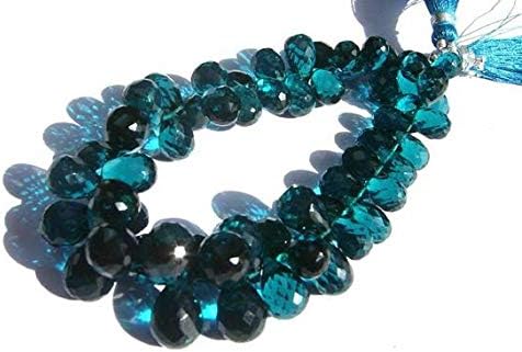 13 inch natural beads strand of 8x6-11x8mm faceted drop blue quartz gemstone briolletes beads for DIY jewelry - necklace, bracelet, earring, ring.