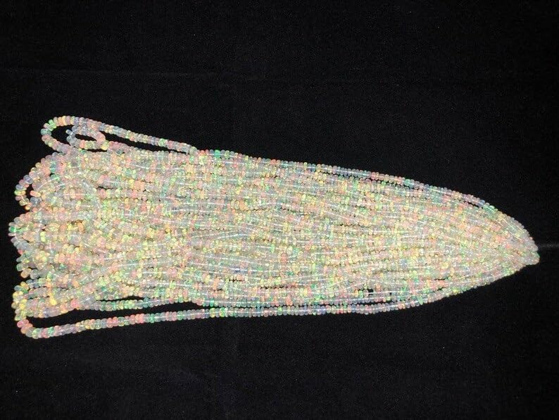 AAA+ Ethiopian Opal Smooth Rondelle Bead Opal Plain Beads 3-5 mm Fire Opal Beads Flashy Opal Bead Welo Opal Bead Opal Rondelle Beads for Making Jwelery