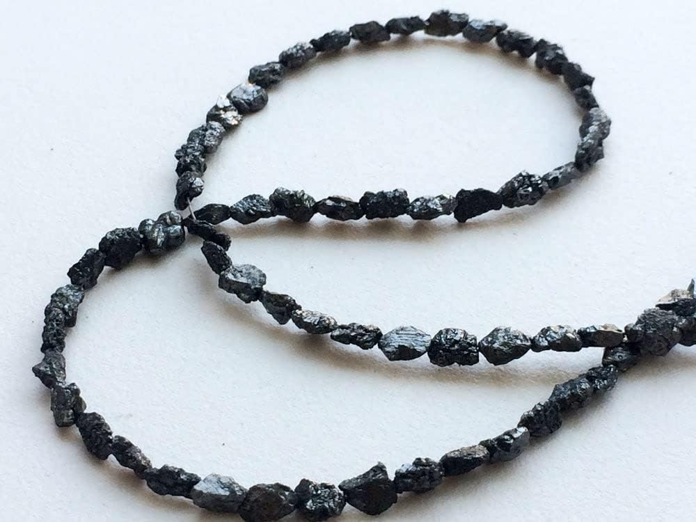 5-7mm Black Rough Diamond Tumbles, Black Raw Diamonds, Conflict Free Diamond, Black Rough Diamond Necklace, Diamond Beads (7IN To 14IN), 5-7 MM