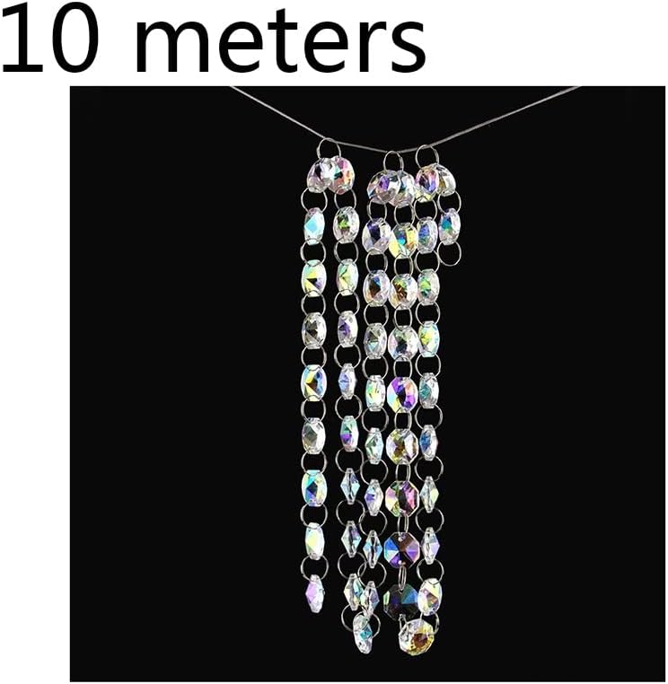 Chandelier Crystal Prisms Pendants AB 10m-50m 14mm Beads Chain Wedding Party Crystal Strand Garland Beads Decoration Chandelier Crystal Prisms Pendants (Size : 10 Meters)