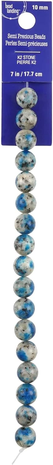 Bead Landing K2 Stone Round Beads – 10mm Multicolor Natural Gemstone Beads for Bracelets, Necklaces & DIY Jewelry, 7
