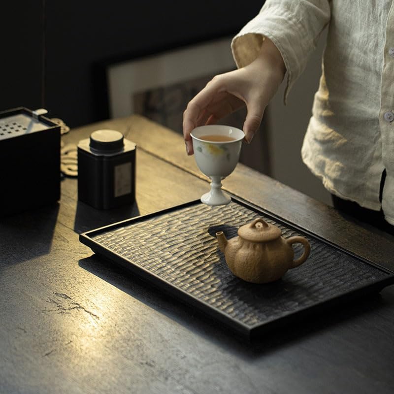 Tray Decor White Wax Charcoal Teapot Tray Rectangular Dry Tea Table Small Tea Tray Wabi-sabi Style Log Home Tray Food Tray