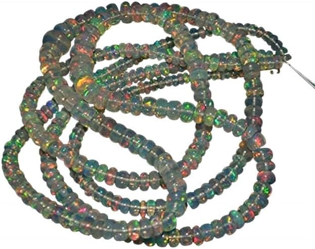 Rainbow Fire Ethiopian Opal Smooth Rondelle Beads Size 3-6 mm 16 inch Long lot of 25 Strands CHIK-STRD-96717