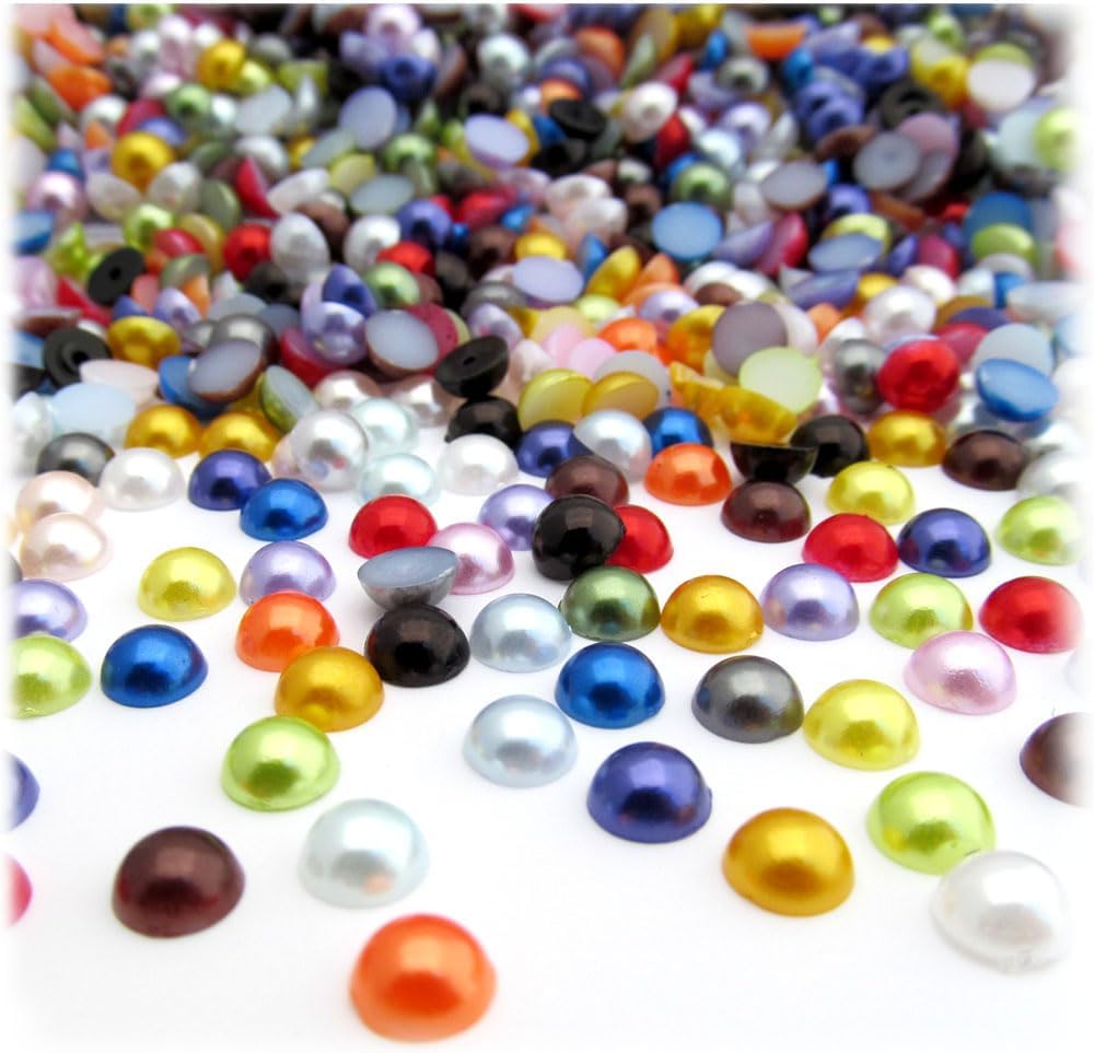 The Crafts Outlet 10,000pc Pearl Finish Half Dome Beads, Round, 7mm, Pitch Black