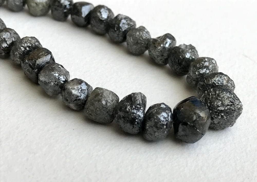5-8mm Large Dark Gray Round Rough Diamonds, Raw Diamonds, Conflict Free, Natural Gray Diamond Beads For Jewelry (9Pcs To 18Pcs) - DS3307, 5 MM - 8 MM