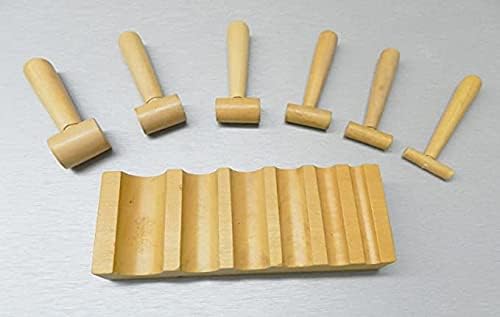 Wooden Swage Block U-Channel Forming Dapping Wooden Block with Hammer Punches Jewelry Making Metal Forming Tool