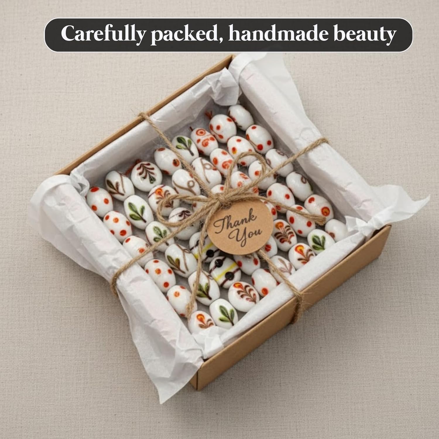 Glass Beads for Jewelry Making, White, Handmade Decorative Craft Beads (20)