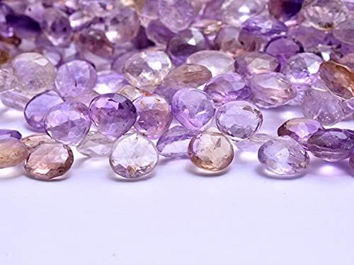 8 inch Strand of Natural Ametrine 10mm Heart Faceted briolette Beads for DIY Jewelry Making. |BRIO_00365