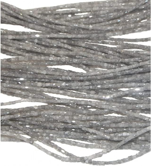 Gray Diamond Faceted Barrel 4 Inch Bead Strand & 2.5 Carats Natural Precious Gemstone Perfect for Jewelry Making Necklace, Earrings Rings CHIK-STNRD-24458