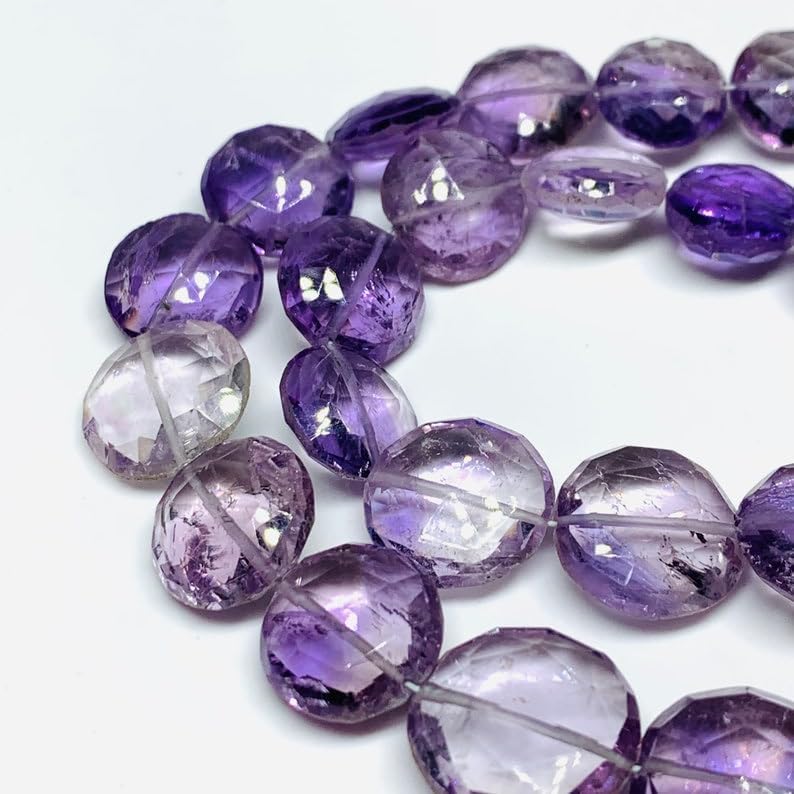 Natural Amethyst coin faceted Beads 10X10 19X19 mm 16 inch long string jewelry making gemstone beads for necklace bracelet
