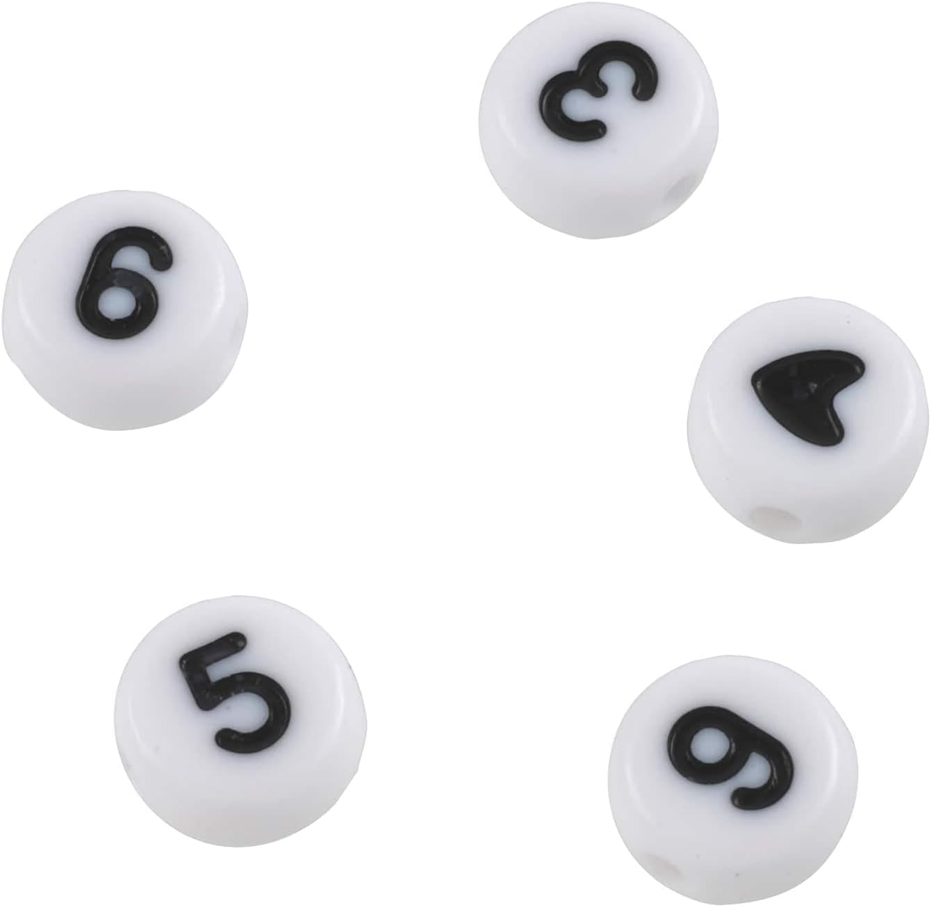 Bead Landing White & Black Number Acrylic Circle Craft Beads, 7mm, 12 Pack