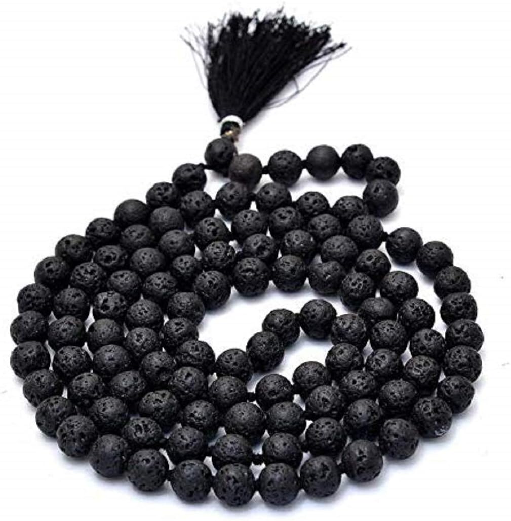 numeroastro Natural & Original Lava Stone Round Beads Mala (108+1) 109 Beads (8 MM) (1 Pc)