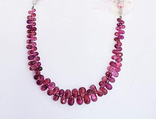 Natural Pink Tourmaline Faceted Tear Drops Briolettes Beads / 3x4-6x10 mm / 7 inches Code-HIGH-60941