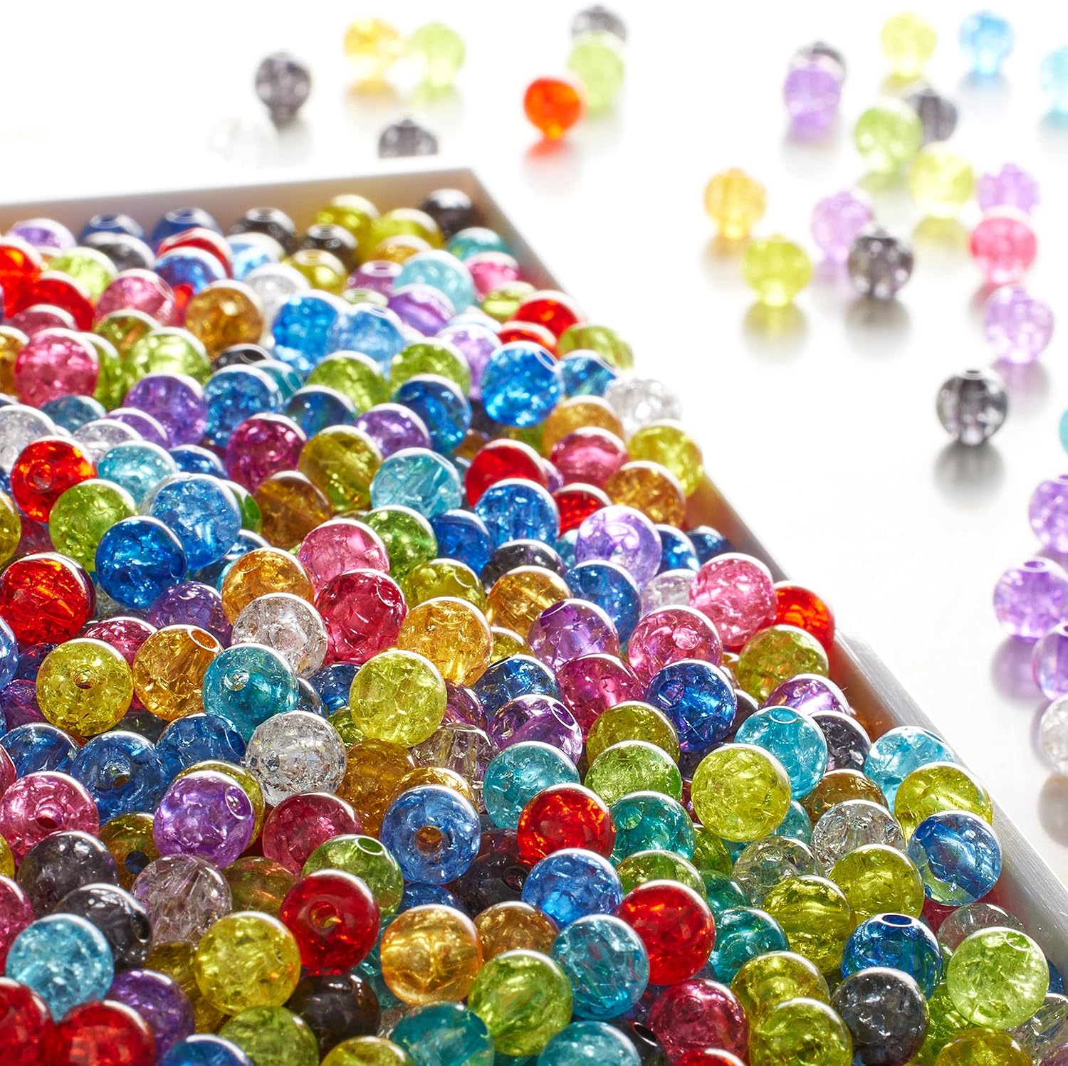 Bead Landing Multicolor Crackle Acrylic Round Beads, 7.5mm, 6 Pack
