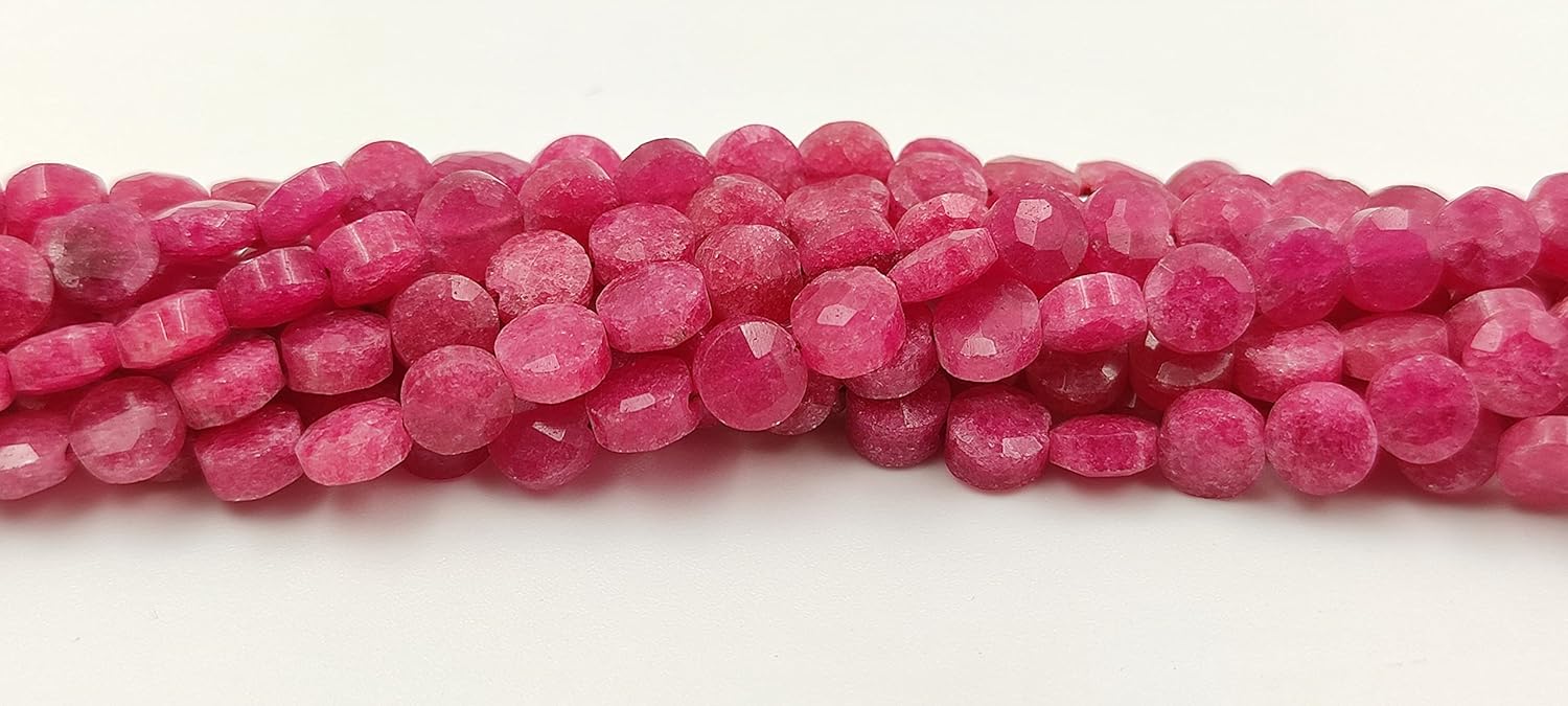 Hanumat Gems Lot of 5 Strands Natural Pink Quartz Faceted Coin Shape Gemstone Beads,Pink Quartz Coin Beads,Pink Quartz Faceted Beads,4-5 MM Coin Beads,13 Inches Strand.