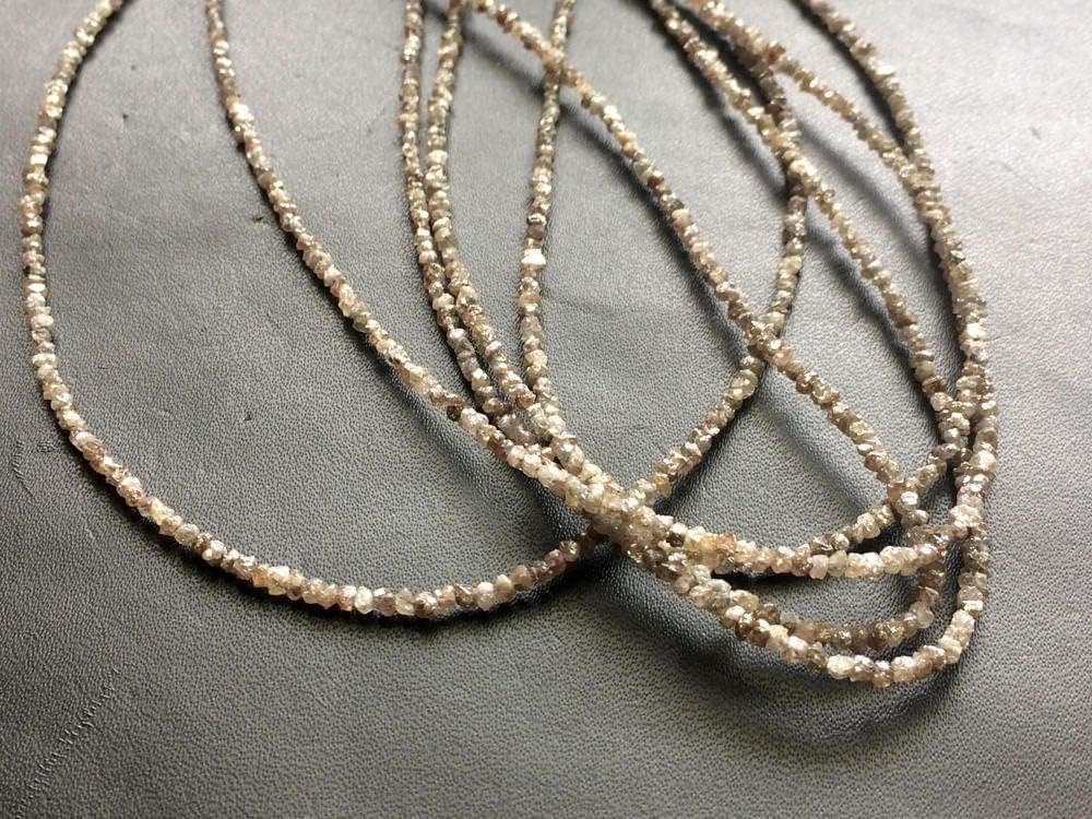 2-2.5mm Light Brown Uncut Rondelle Diamond Beads, Natural Rough Diamond Rondelle, Uncut Diamond Beads for Jewelry (4IN to 16IN) - DDP205, 2 MM - 2.5 MM, 16 in