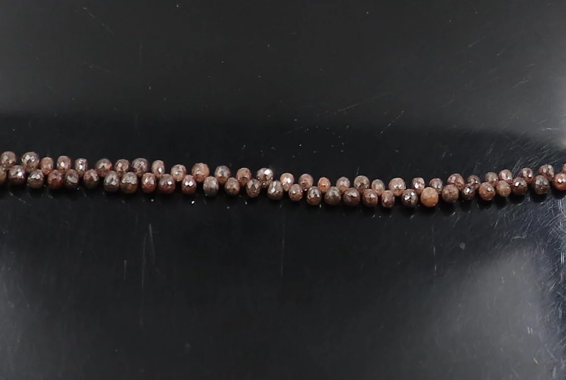 AAA+ Natural Brown Diamond Faceted Drops Shape Beads 5 Inch Diamond Beads Strand for Jewelry Making