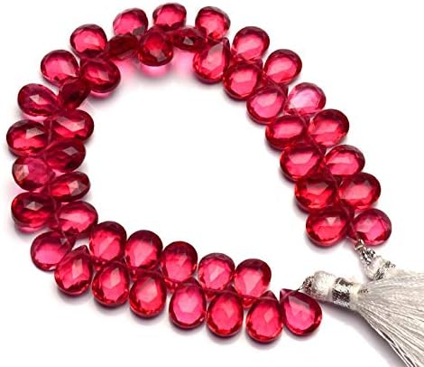 GEMZ 6 inch Strand of Natural Rubellite Tourmaline Quartz pear Shape Faceted Cut Pink Color briollete Beads for DIY Jewelry Making- Earring Necklace Bracelet.
