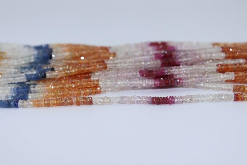 Multi Sapphire Faceted Tyre Shape Beads 3.5-4 mm Multi Rainbow Beads Multi Sapphire Wheel Cut Beads Wholesale Beads