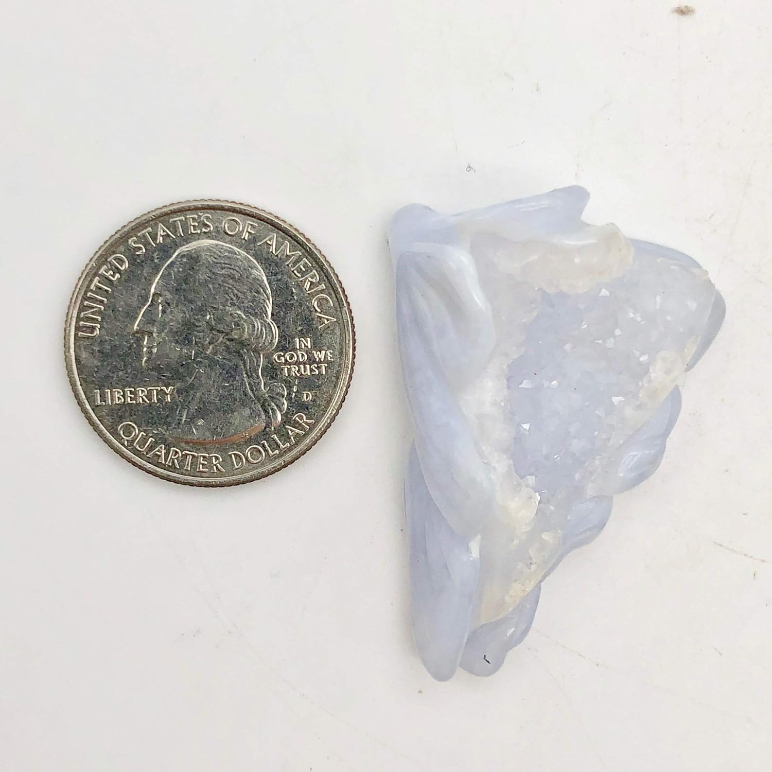 Blue Chalcedony Druzy Carved Flower Bead | 58.5 cts | 41x27mm | Blue | 1 bead | for Jewelry Making