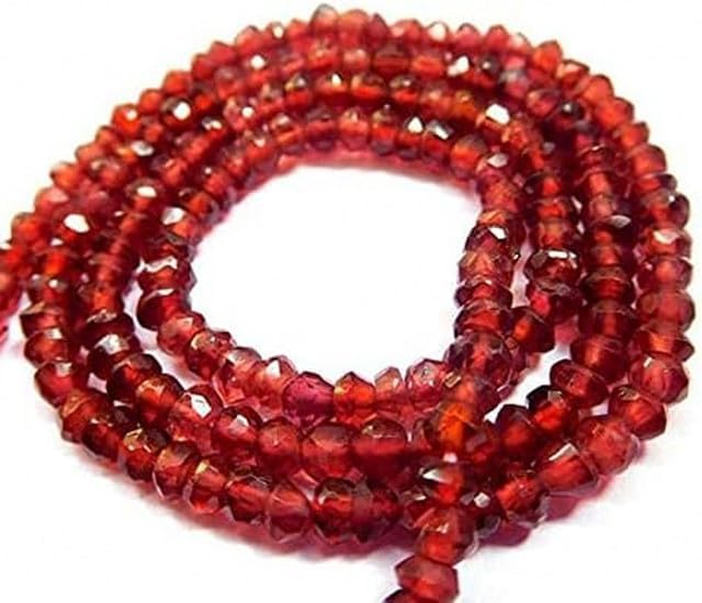 Red Garnet Natural Gemstone 3.5-4 Mm Faceted Rondelle Shape Beads 13