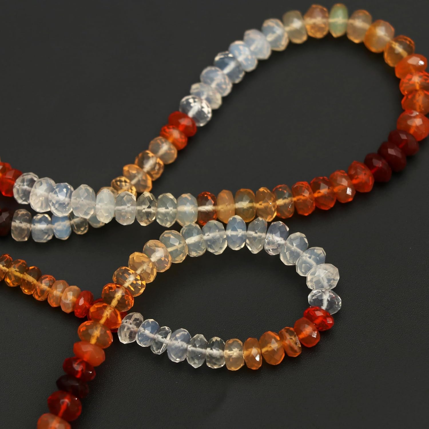 AAA+ Mexican Fire Opal Faceted Rondelle Beads 4-4.5mm Dark Color Mexican Fire Opal Rondelle Beads 18