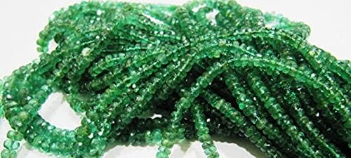 Natural Emerald Beads, 3 to 4mm Size, Rondelle Micro Faceted Genuine Zambian Emerald Beads Top, 4 inches Strand