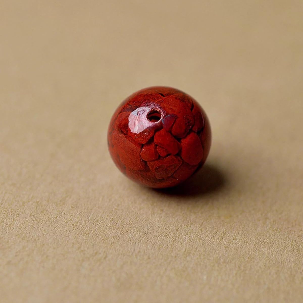 Natural Red Cinnabar Crystal Beaded Bracelet, Traditional Chinese Style Prayer Mala Beads, 6-14mm Graduated Size, Polished Round Shape