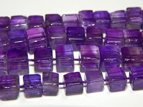 13 inch Strand of Natural gem Amethyst, 10mm Cube Smooth Beads for DIY Jewelry Making. | Beads_03875, Purple