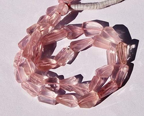 13 inch natural beads strand of 10x7-17x8mm faceted tumble rose quartz gemstone briolletes beads for DIY jewelry - necklace, bracelet, earring, ring.