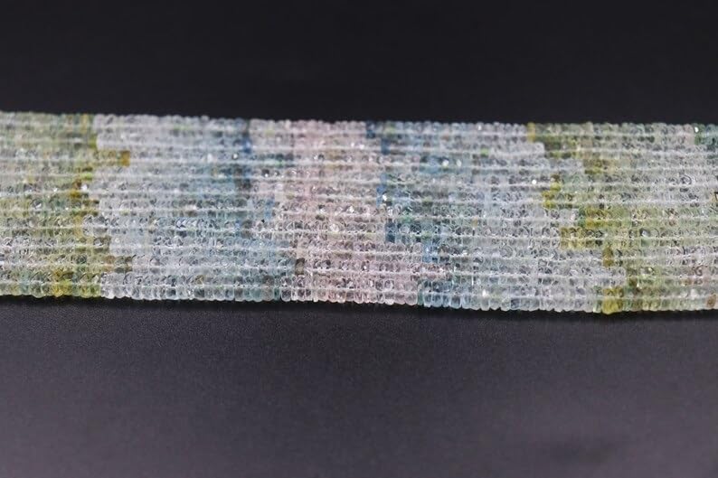 Multi Aquamarine Faceted Wheel Cut Beads 4-4.5 mm Wheel Cut Beads Multi Aquamarine Tyres Beads Aquamarine Beads Strand